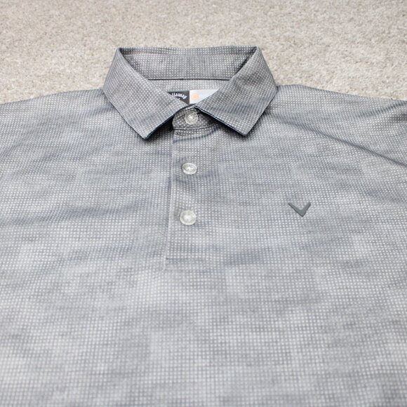 Callaway Opti-Dri Polo Shirt Mens Medium Gray Geometric Golf Short Sleeve - Picture 4 of 12